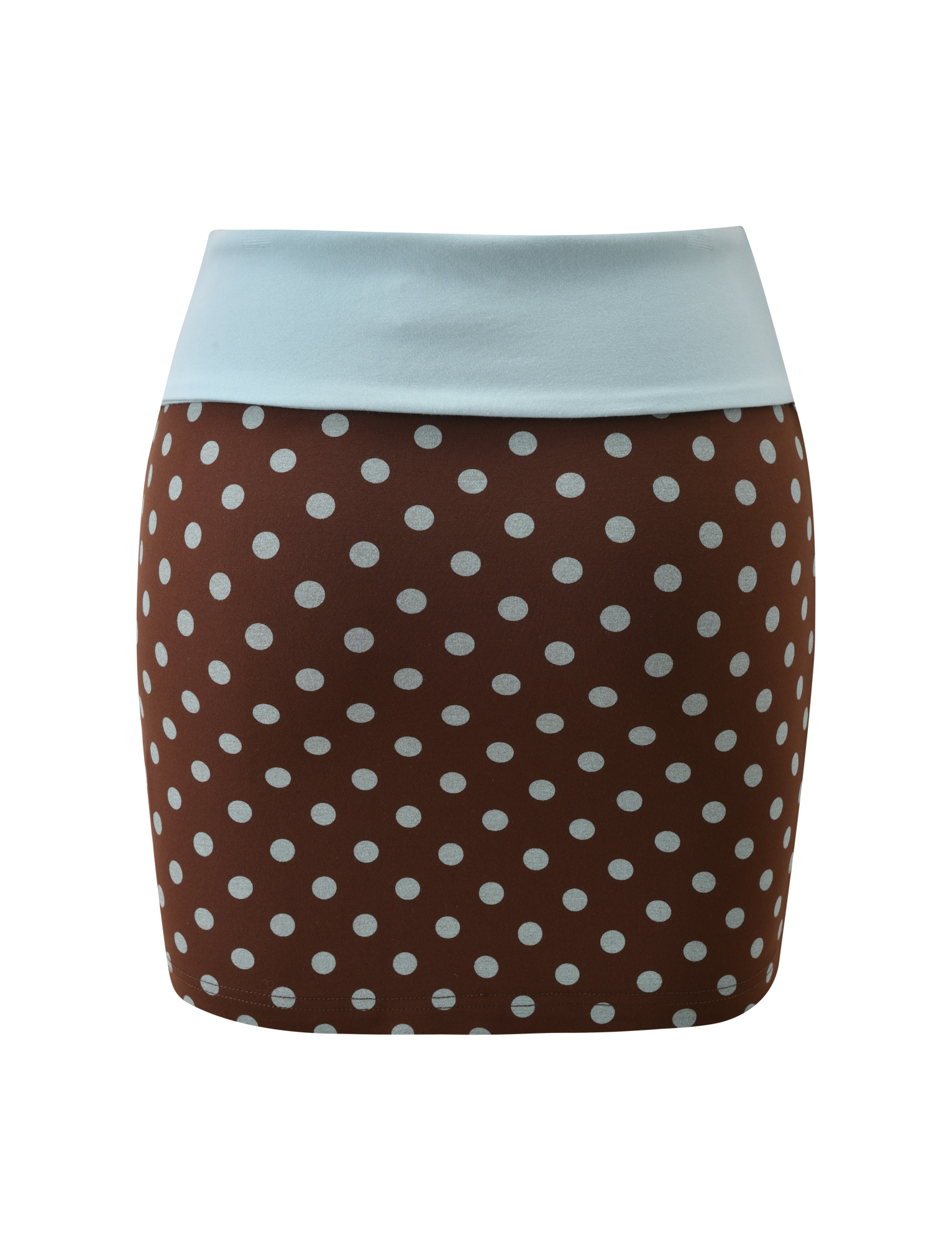 IMOGEN MINI SKIRT - BROWN AND BLUE POLKA DOT - Image 8
