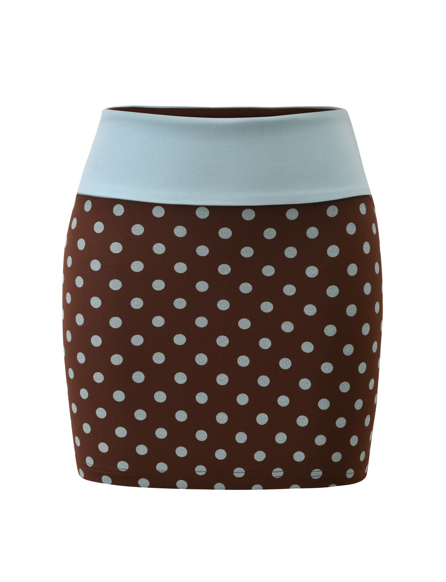 IMOGEN MINI SKIRT - BROWN AND BLUE POLKA DOT - Image 7