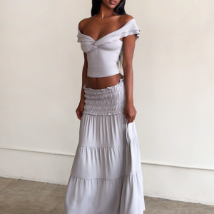 DENALI MAXI SKIRT - DOVE GREY
