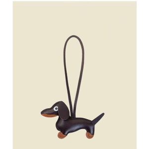 Minimal Leather Dachshund Dog Bag Charm, Cute Puppy Pendant for Handbag